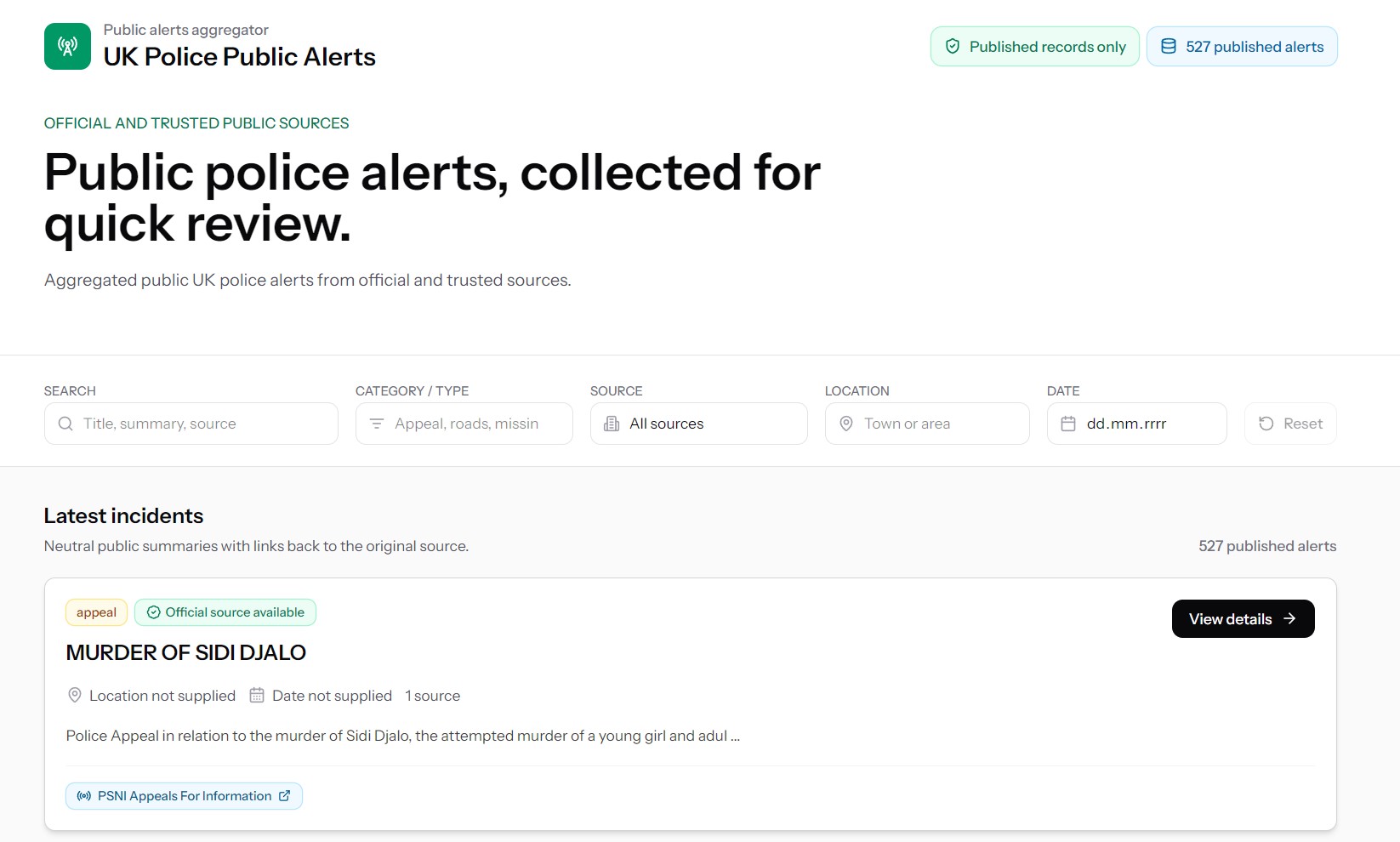 public alerts aggregator